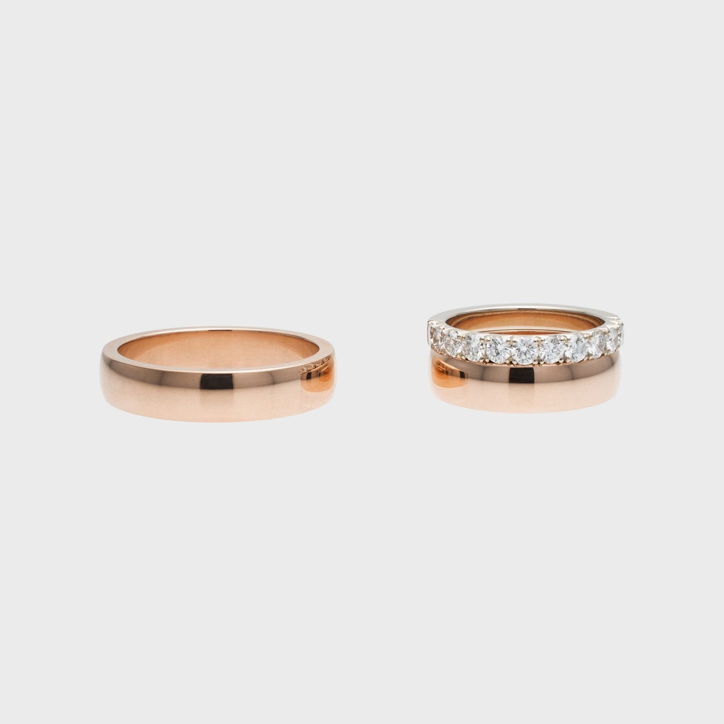 Ehering & Vorsteckring Pavé Halfmoon - Ehering - RINGKING Max Grün - Goldschmied aus Leidenschaft