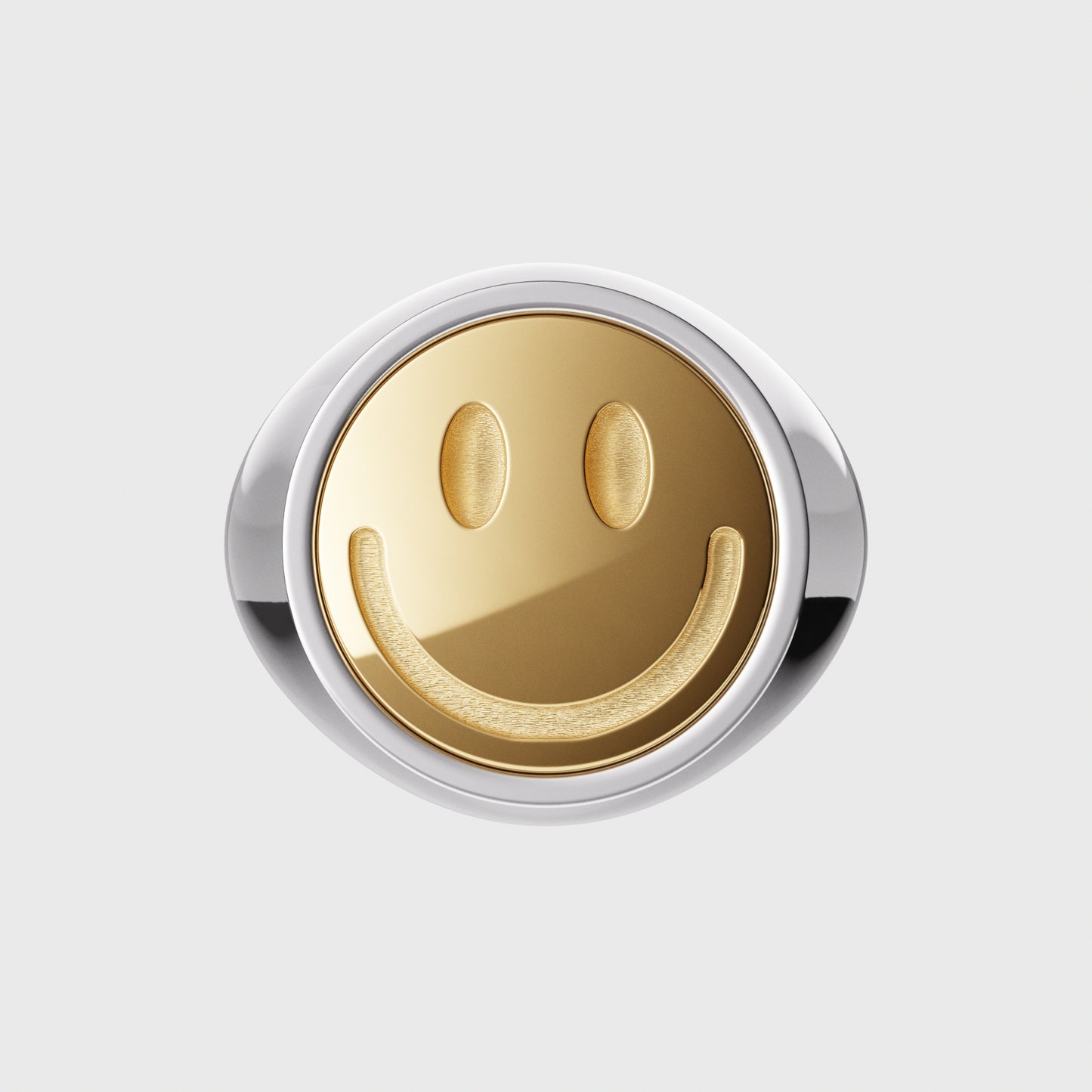 Siegelring Smiley big- Sterlingsilber - Gelbgold - RINGKING Max Grün - Goldschmied aus Leidenschaft