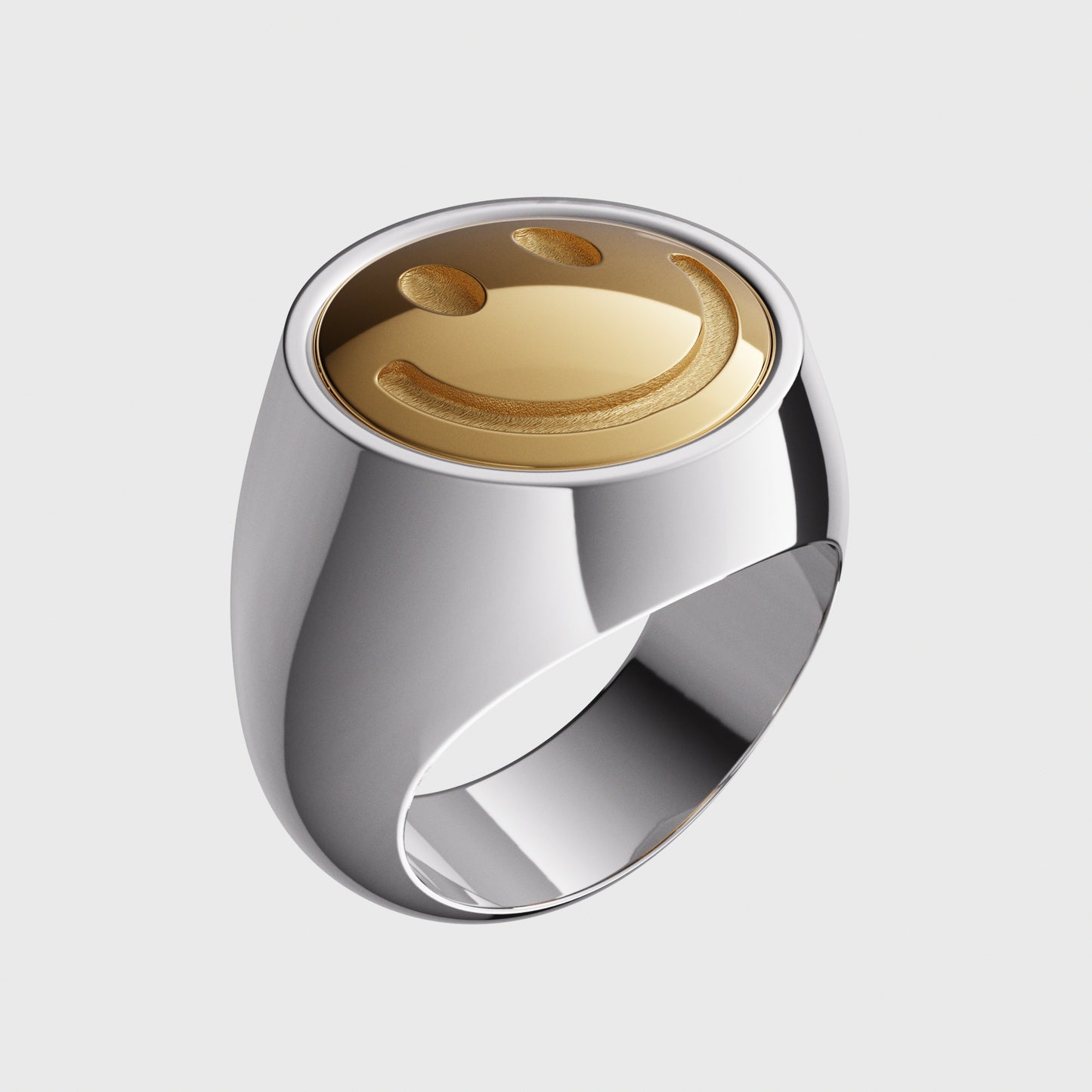 Siegelring Smiley big-seitenansicht-Sterlingsilber - Gelbgold - RINGKING Max Grün - Goldschmied aus Leidenschaft