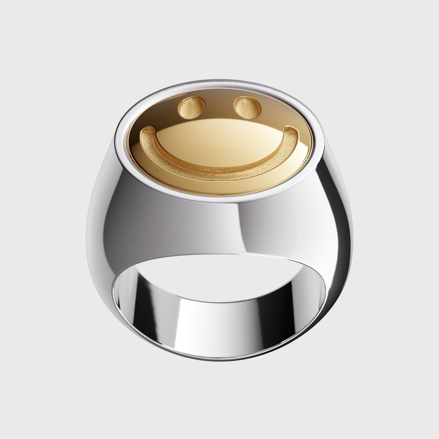 Siegelring Smiley big- Sterlingsilber - Gelbgold - RINGKING Max Grün - Goldschmied aus Leidenschaft