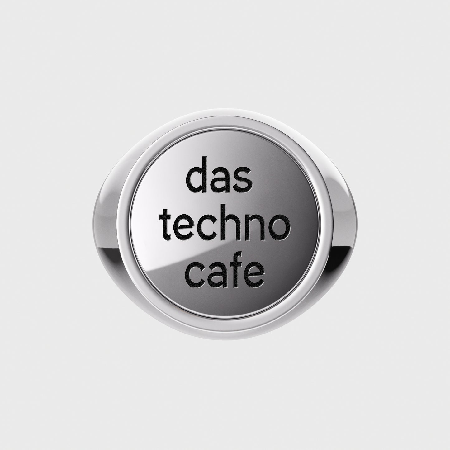 Siegelring Silber mit Gravur das techno cafe - Kopfansicht -  Kooperation mit dem Techno Cafe -  RINGKING Max Grün - Goldschmied aus Leidenschaft