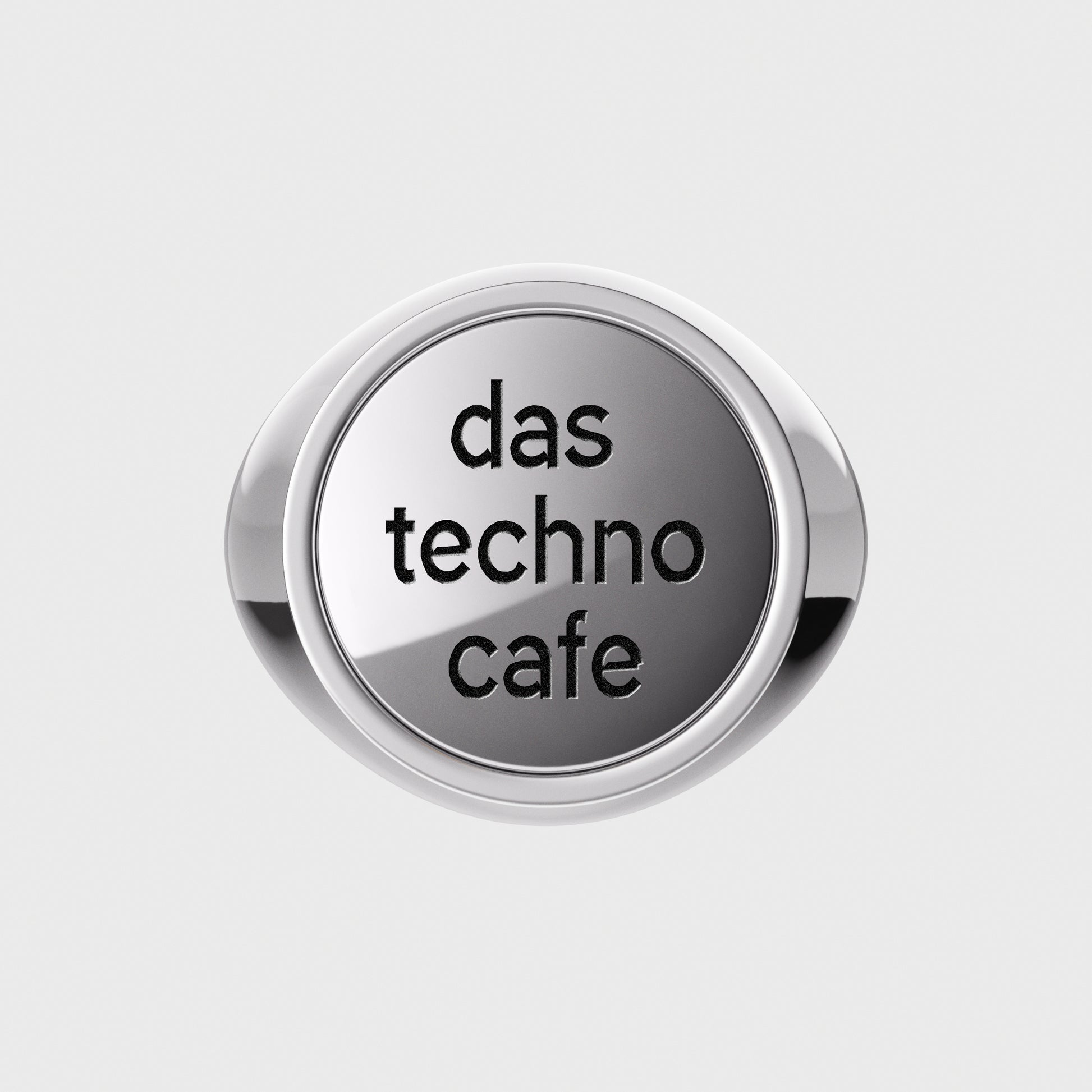 Siegelring Silber mit Gravur das techno cafe - Kopfansicht -  Kooperation mit dem Techno Cafe -  RINGKING Max Grün - Goldschmied aus Leidenschaft