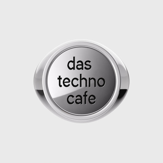 Siegelring Silber mit Gravur das techno cafe - Kopfansicht -  Kooperation mit dem Techno Cafe -  RINGKING Max Grün - Goldschmied aus Leidenschaft