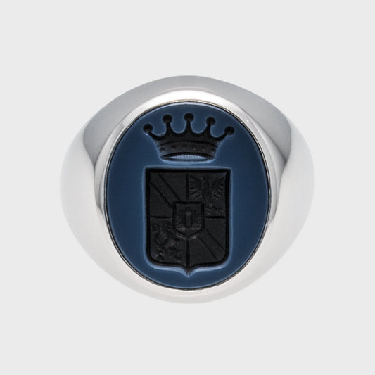 Siegelring Wappen Blau -  Unikate -  RINGKING Max Grün - Goldschmied aus Leidenschaft