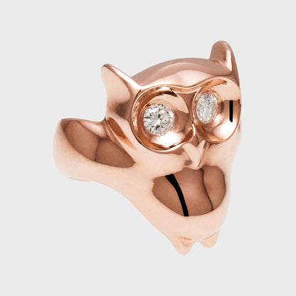 Tierring Eule Roségold -  Kollektionen -  RINGKING Max Grün - Goldschmied aus Leidenschaft