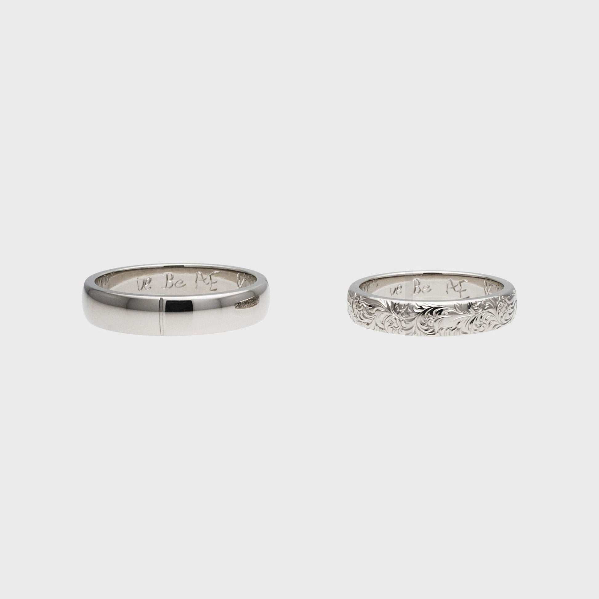 Eheringe Weißgold Gravur -  Verlobung - Hochzeit -  RINGKING Max Grün - Goldschmied aus Leidenschaft