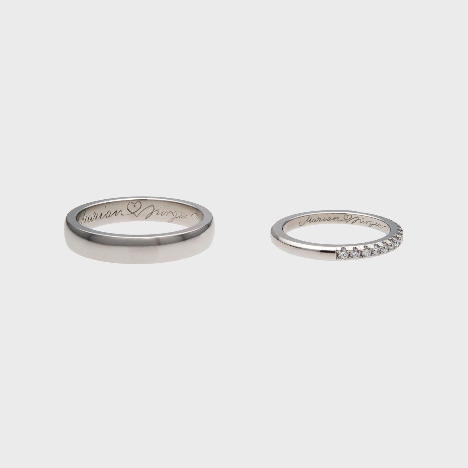 Eheringe Micro Pavé Halfmoon -  Verlobung - Hochzeit -  RINGKING Max Grün - Goldschmied aus Leidenschaft