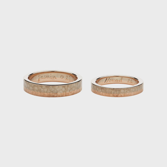 Eheringe 2Tone gehämmert -  Verlobung - Hochzeit -  RINGKING Max Grün - Goldschmied aus Leidenschaft