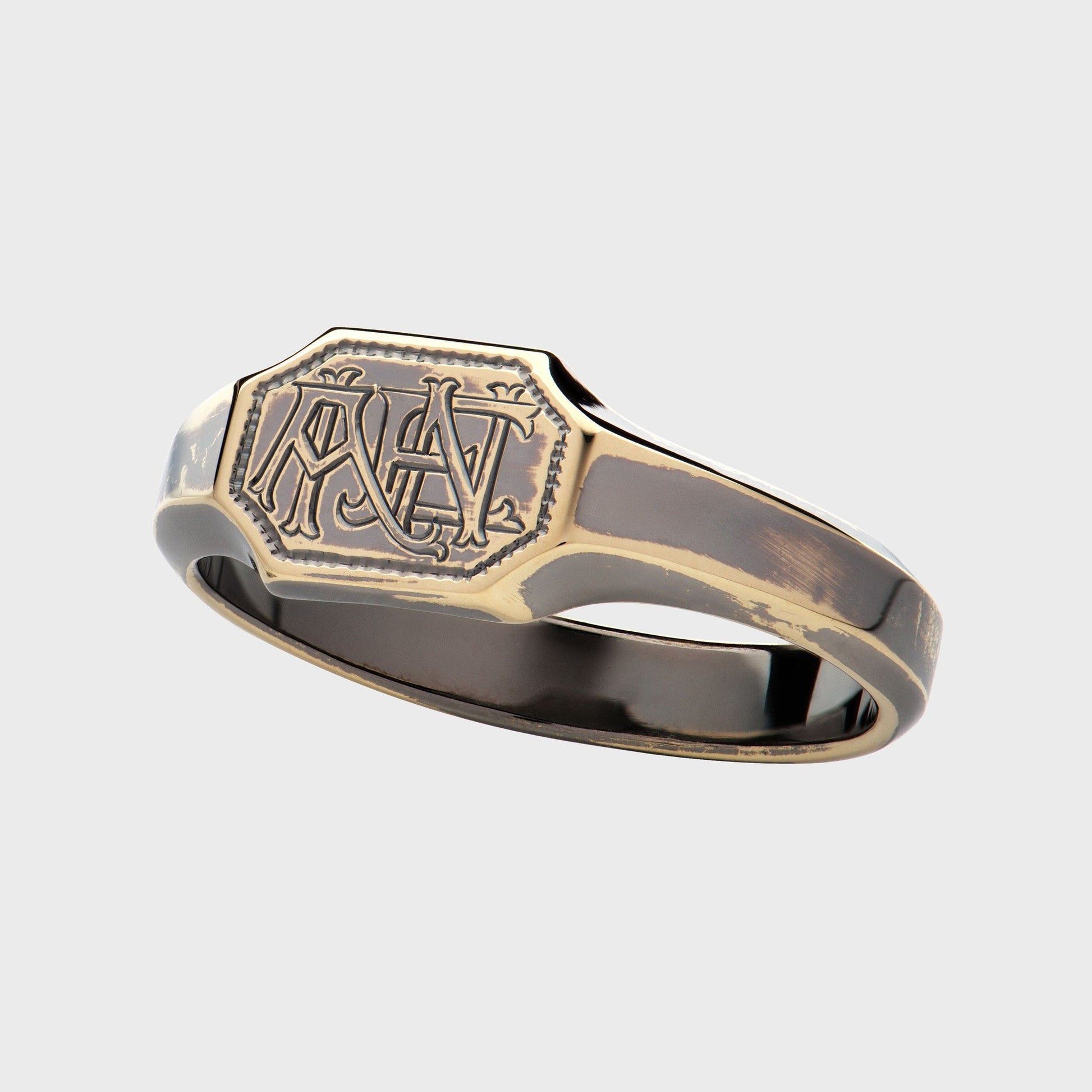 Siegelring Vintage Look -  Unikate -  RINGKING Max Grün - Goldschmied aus Leidenschaft